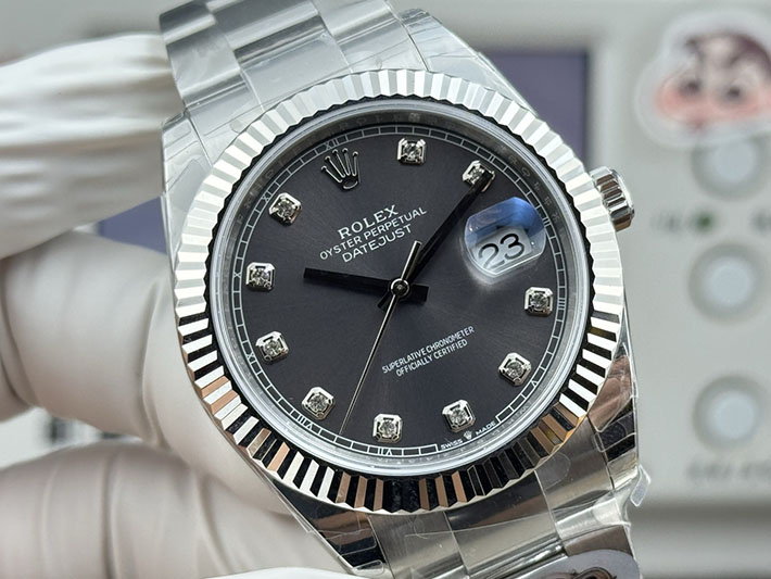 最高級ロレックススーパーコピー ROLEX デイトジャスト41 ダイヤモンド ホワイトゴールド グレー Ref.116334G デイトジャスト41 価格 - 画像 (6)