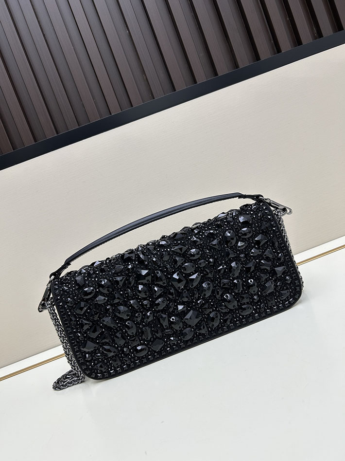 ヴァレンティノ バッグ 人気 VALENTINO ガラヴァーニ クラッチバッグ ショルダーバッグ ビジュー ブラック 2629198 ヴァレンティノ バッグ アウトレット - 画像 (7)