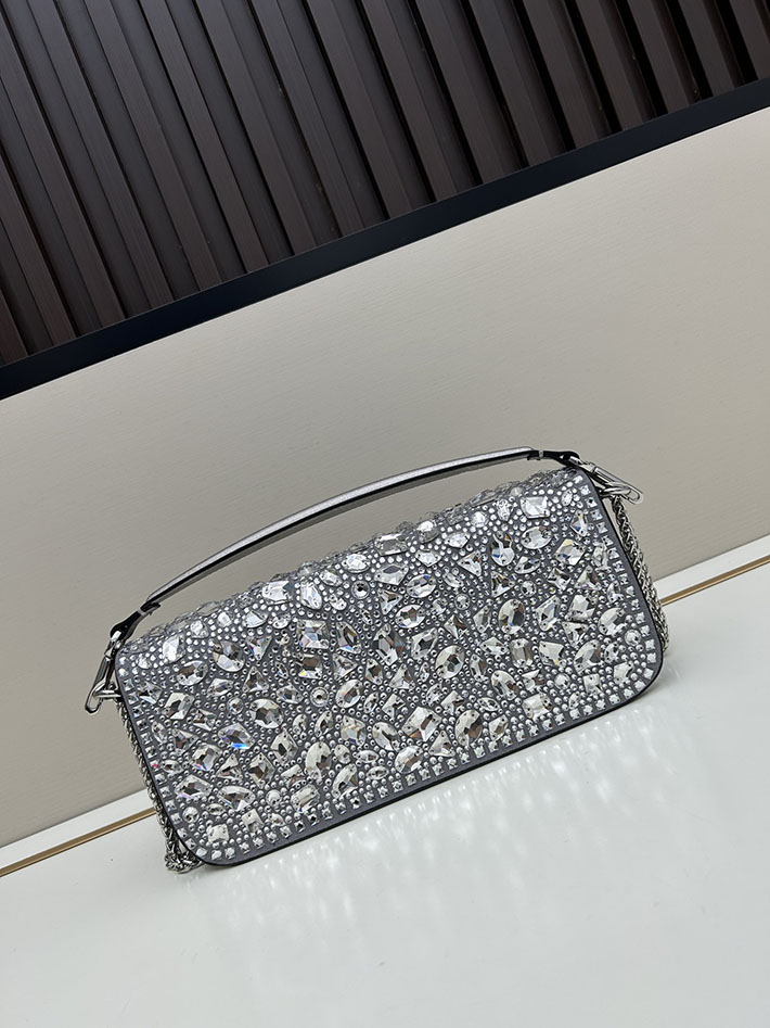 ヴァレンティノ バッグ 人気 VALENTINO ガラヴァーニ クラッチバッグ ショルダーバッグ ビジュー シルバー 2629199 ヴァレンティノ バッグ セール - 画像 (7)