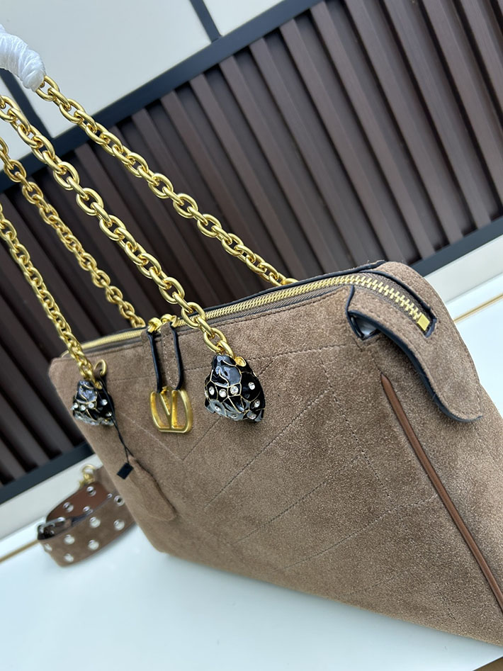 ヴァレンティノ バッグ 人気 VALENTINO ガラヴァーニ パンテア シェブロンパターン ナッパレザー ブラウン 2629210 ヴァレンティノ バッグ セール - 画像 (5)