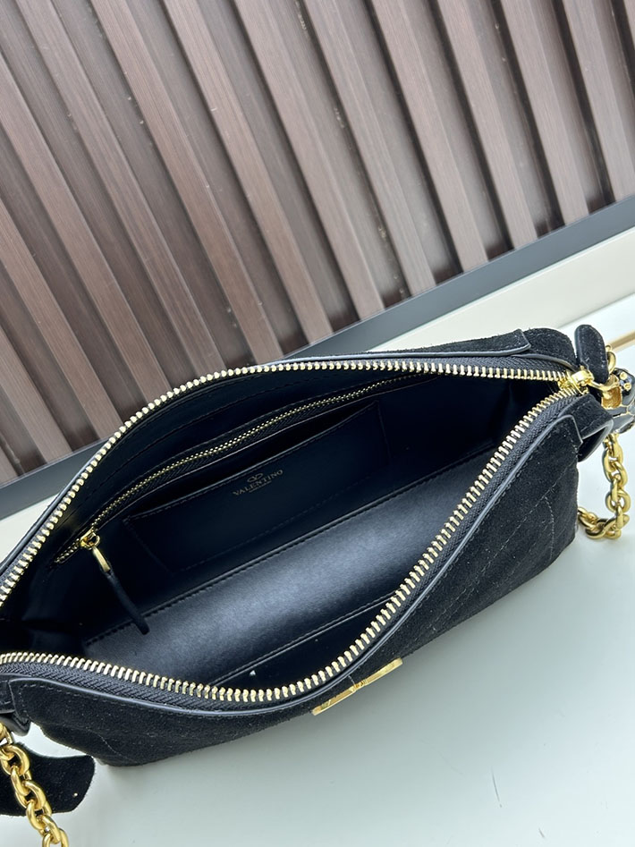 ヴァレンティノ バッグ 人気 VALENTINO ガラヴァーニ パンテア シェブロンパターン スモール ブラック 2629219 ヴァレンティノ ショルダーバッグ 黒 - 画像 (3)