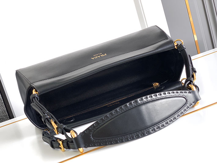 プラダ バッグ レディース PRADA アンシェネ ミディアム レザーバッグ ブラック 1BC262_2HIA_F0002_V_COO プラダ バッグ人気ランキング - 画像 (3)