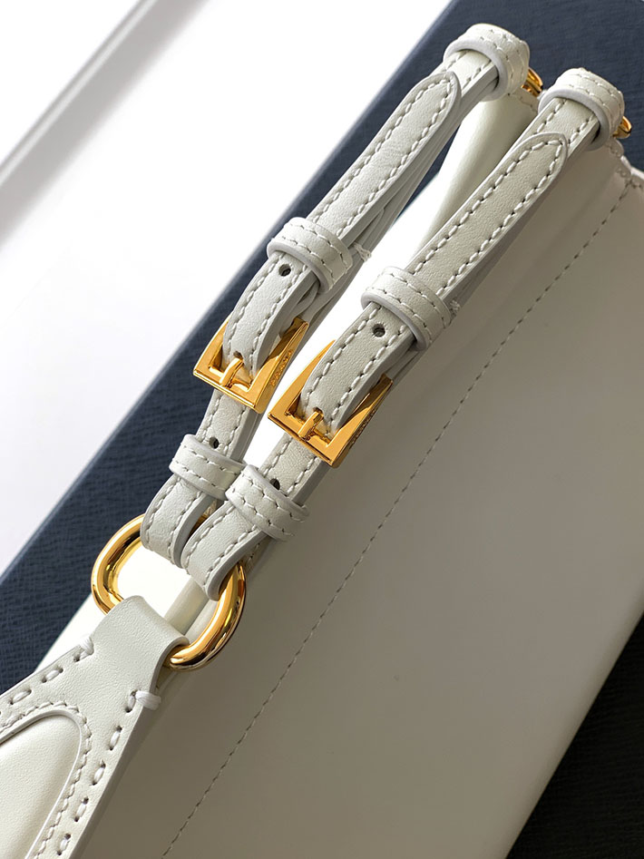 プラダ バッグ レディース PRADA アンシェネ ミディアム レザーバッグ ホワイト 1BC262_2HIA_F0009_V_COO プラダ バッグ アウトレット - 画像 (5)