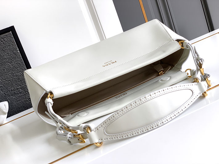 プラダ バッグ レディース PRADA アンシェネ ミディアム レザーバッグ ホワイト 1BC262_2HIA_F0009_V_COO プラダ バッグ アウトレット - 画像 (3)