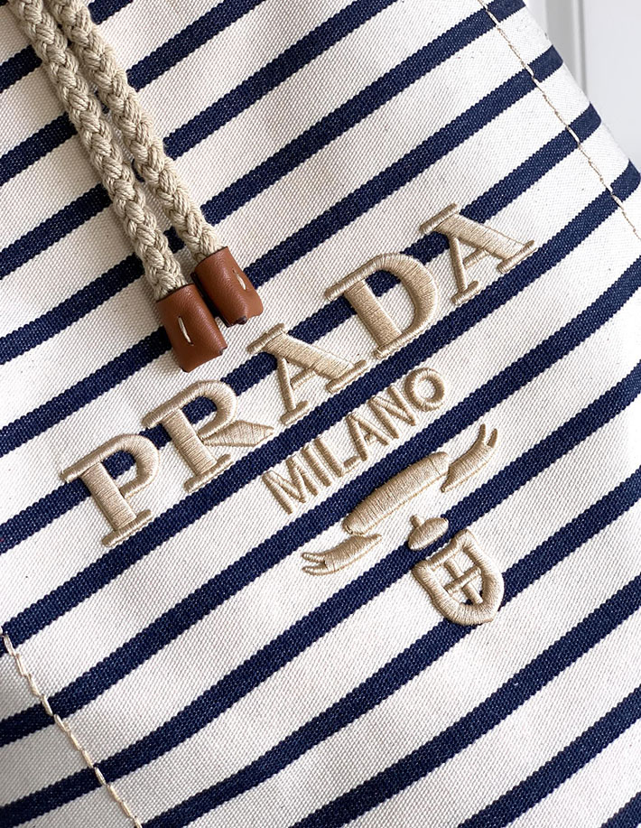 プラダ バッグ レディース PRADA リネンブレンド ドローストリング ダッフルバッグ ホワイト 2VY011_2HJN_F0C56_V_OOO プラダ バッグ ナイロン - 画像 (6)