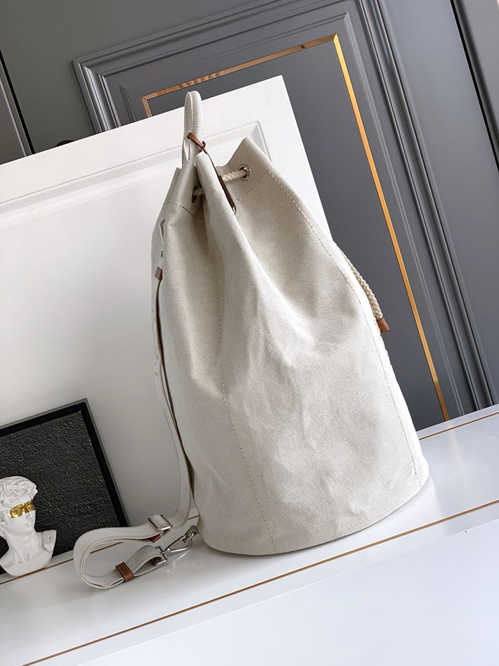 プラダ バッグ レディース PRADA リネンブレンド ドローストリング ダッフルバッグ ナチュラル 2VY011_2CX9_F0018_V_OOO プラダ 旅行バッグ レディース - 画像 (9)