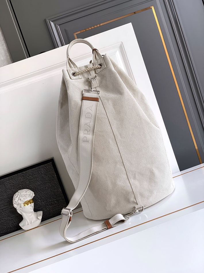 プラダ バッグ レディース PRADA リネンブレンド ドローストリング ダッフルバッグ ナチュラル 2VY011_2CX9_F0018_V_OOO プラダ 旅行バッグ レディース - 画像 (8)