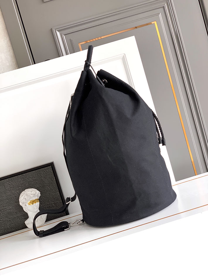 プラダ バッグ レディース PRADA リネンブレンド ドローストリング ダッフルバッグ ブラック 2VY011_2CX9_F0002 プラダ ボストンバッグ アウトレット - 画像 (9)