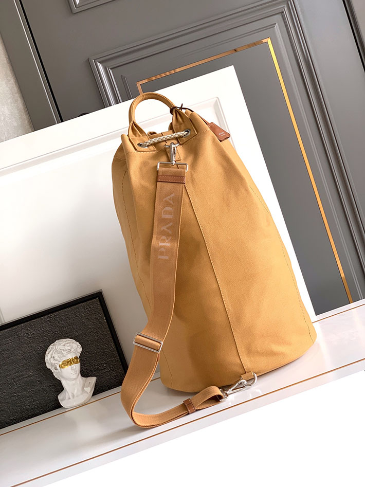 プラダ バッグ レディース PRADA リネンブレンド ドローストリング ダッフルバッグ キャメル 2VY011_2CX9_F03OE PRADA ボストンバッグ ナイロン - 画像 (8)