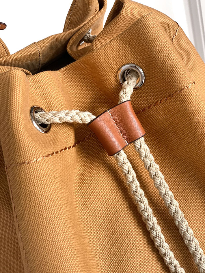 プラダ バッグ レディース PRADA リネンブレンド ドローストリング ダッフルバッグ キャメル 2VY011_2CX9_F03OE PRADA ボストンバッグ ナイロン - 画像 (5)