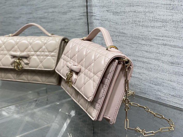 ディオール バッグ 人気 Dior My Dior ミニバッグ カナージュ ラムスキン ピンク S0984OUQA_M19N ディオール バッグ ピンク - 画像 (5)
