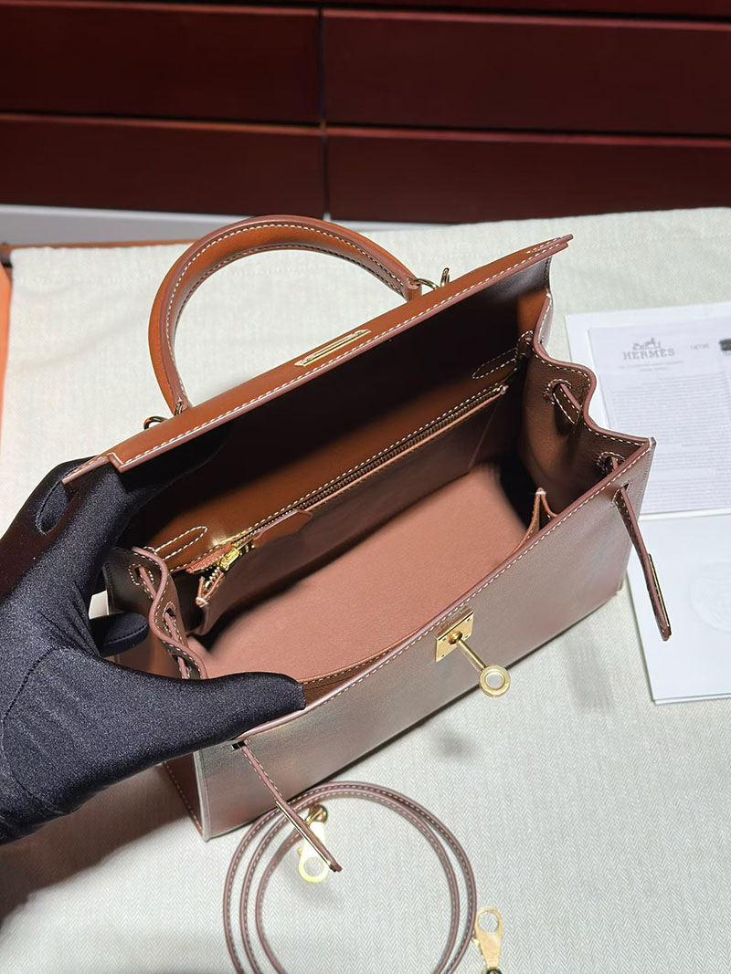エルメス ケリーバッグ レディース HERMES ケリー25 外縫い フォーブ バレニア ゴールド金具 2630343 エルメス ケリー25 - 画像 (5)