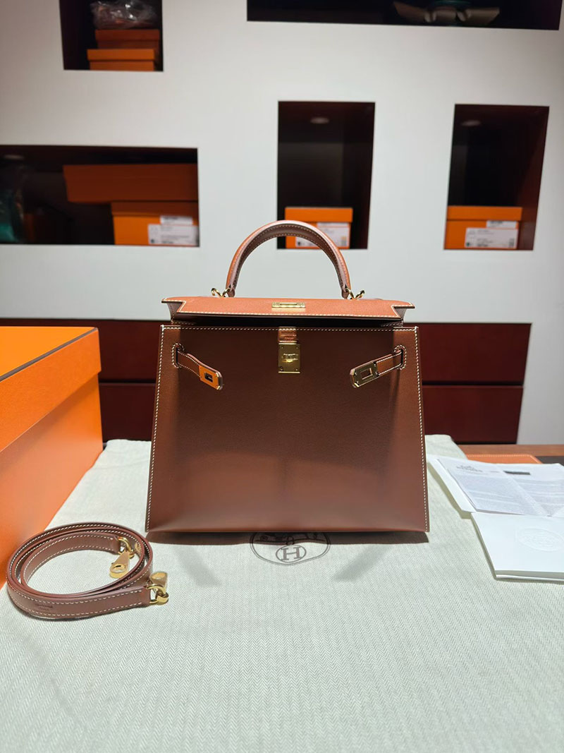 エルメス ケリーバッグ レディース HERMES ケリー25 外縫い フォーブ バレニア ゴールド金具 2630343 エルメス ケリー25 - 画像 (3)