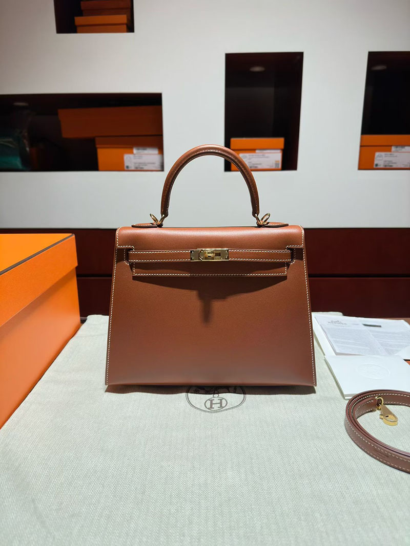 エルメス ケリーバッグ レディース HERMES ケリー25 外縫い フォーブ バレニア ゴールド金具 2630343 エルメス ケリー25 - 画像 (2)