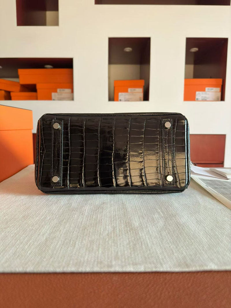 エルメス バーキンバッグ HERMES バーキン30 黒 ブラック クロコダイル ポロサスマット シルバー金具 2630346 エルメス バーキン クロコ 黒 - 画像 (6)
