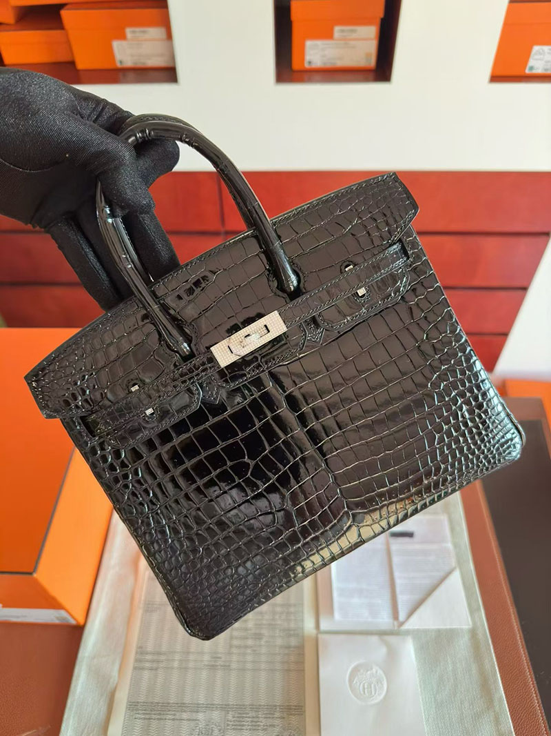 エルメス バーキンバッグ HERMES バーキン30 黒 ブラック クロコダイル ポロサスマット シルバー金具 2630346 エルメス バーキン クロコ 黒 - 画像 (5)