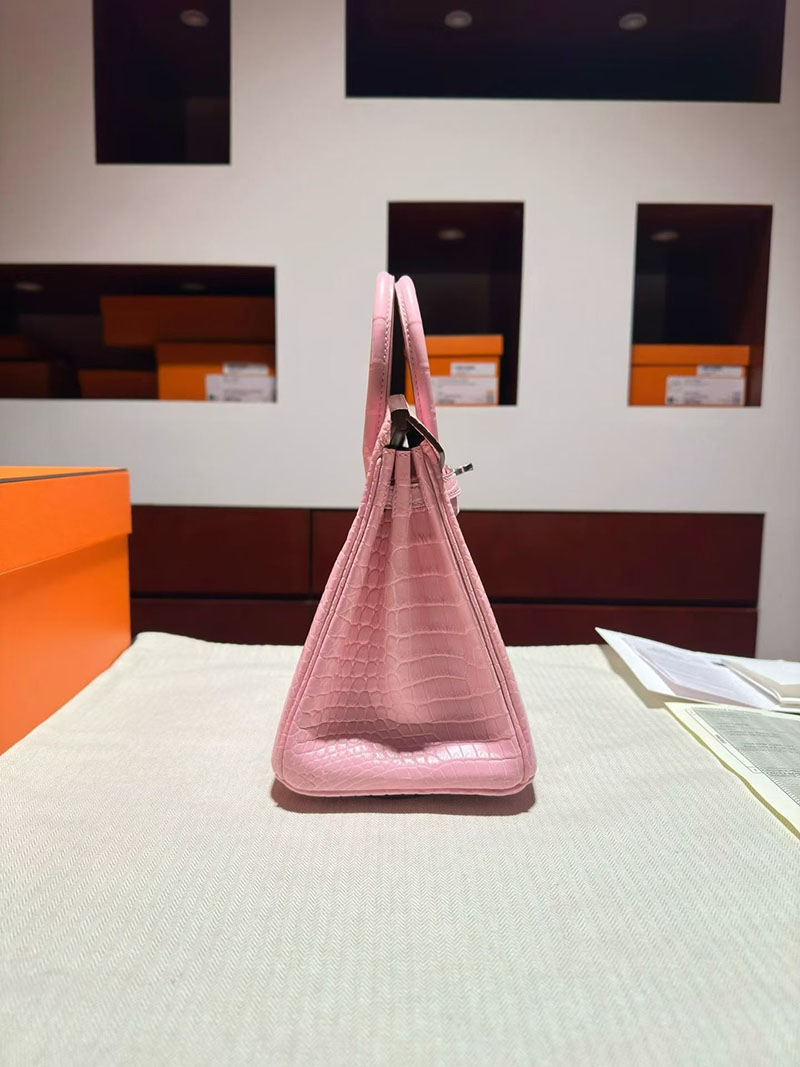エルメス バーキンバッグ HERMES バーキン25 ピンク クロコダイル ポロサスマット シルバー金具 2630347 バーキン ピンク クロコダイル - 画像 (8)