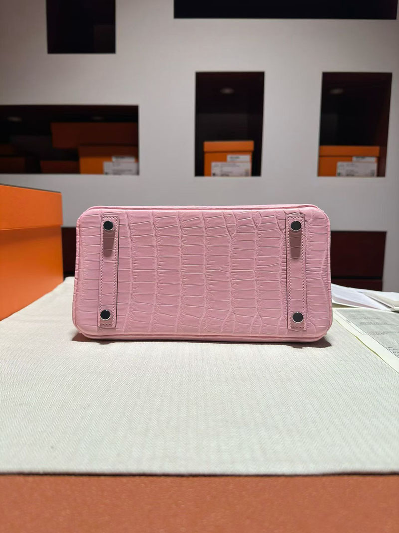 エルメス バーキンバッグ HERMES バーキン25 ピンク クロコダイル ポロサスマット シルバー金具 2630347 バーキン ピンク クロコダイル - 画像 (6)