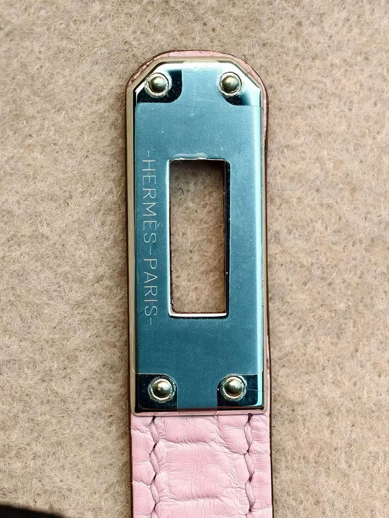 エルメス バーキンバッグ HERMES バーキン25 ピンク クロコダイル ポロサスマット シルバー金具 2630347 バーキン ピンク クロコダイル - 画像 (3)