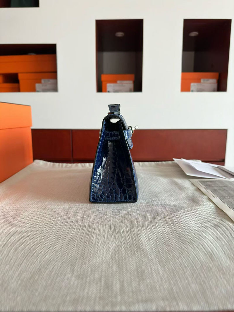 エルメス ポシェットケリーバッグ HERMES ポシェットケリー ブルーアビス クロコダイル シルバー金具 2630349 エルメス ケリー 定価 - 画像 (3)