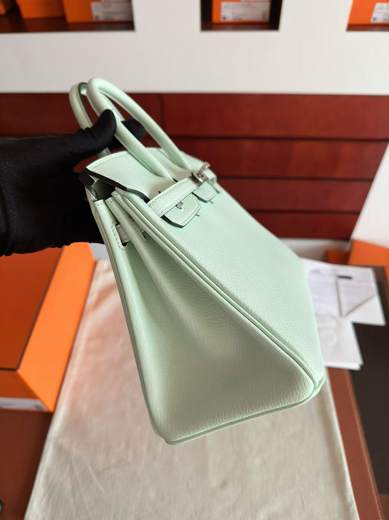 エルメス バーキンバッグ HERMES バーキン25 ミント シェブルミゾル シルバー金具 2630353 エルメス バーキン25 値段 - 画像 (6)