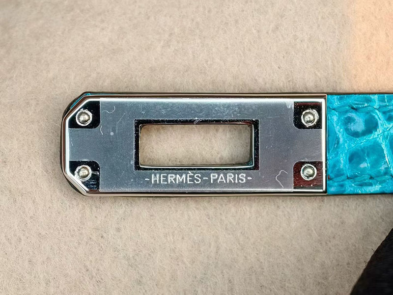 エルメス バーキンバッグ HERMES バーキン25 ブルーイズミール クロコダイル シルバー金具 2630358 エルメス バーキン クロコ ポロサス - 画像 (4)