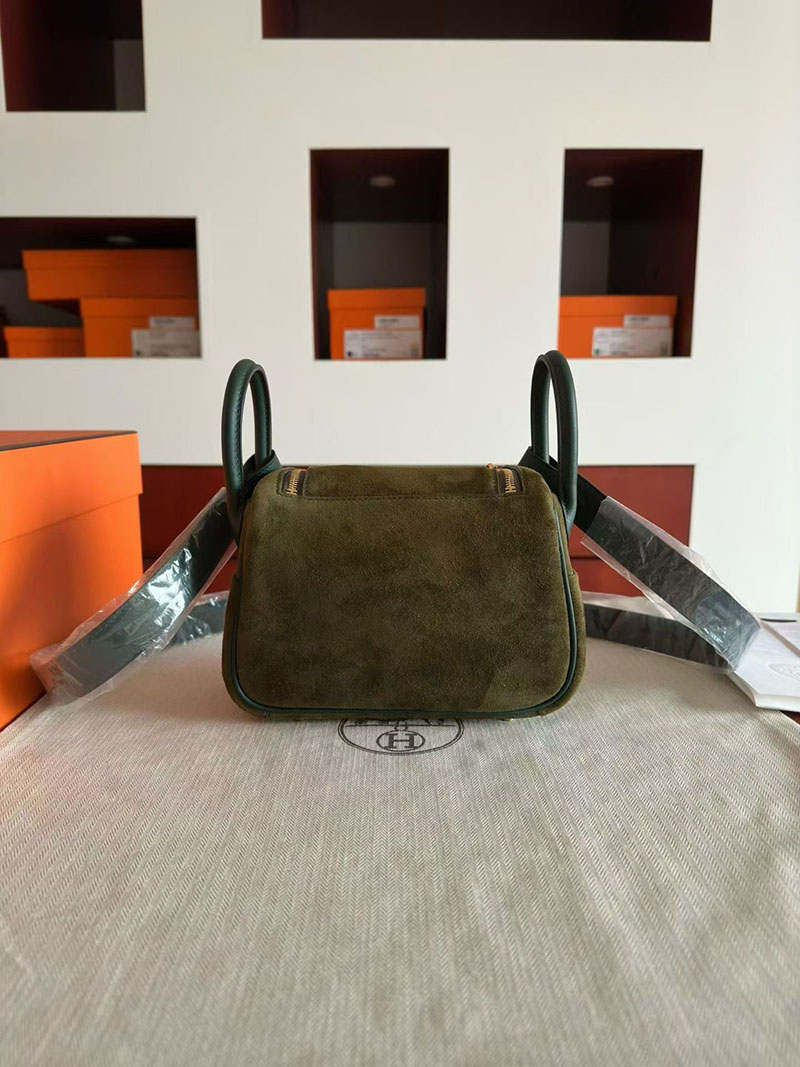 エルメス ハンドバッグ HERMES ミニリンディ カノピ/ヴェールオリーブ ヴォー・グリズリー ゴールド金具 2630367 リンディ ミニ 定価 - 画像 (9)