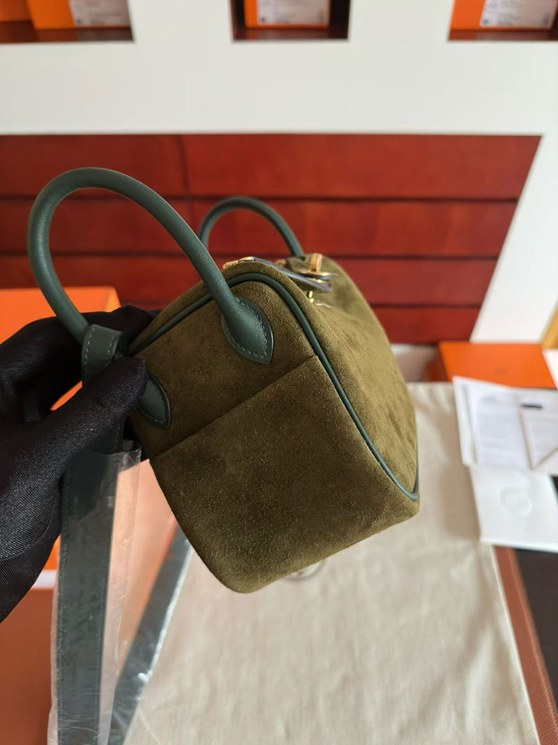 エルメス ハンドバッグ HERMES ミニリンディ カノピ/ヴェールオリーブ ヴォー・グリズリー ゴールド金具 2630367 リンディ ミニ 定価 - 画像 (3)