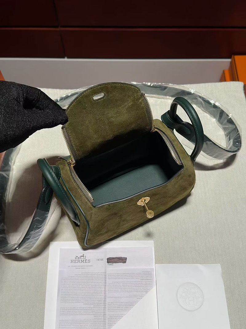 エルメス ハンドバッグ HERMES ミニリンディ カノピ/ヴェールオリーブ ヴォー・グリズリー ゴールド金具 2630367 リンディ ミニ 定価 - 画像 (2)