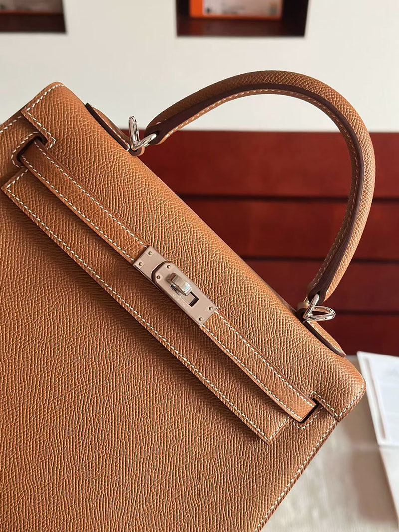 エルメス ケリーバッグ レディース HERMES ケリー25 外縫い ゴールド ヴォーエプソン シルバー金具 2630370 ケリー25 外縫い 定価 - 画像 (2)