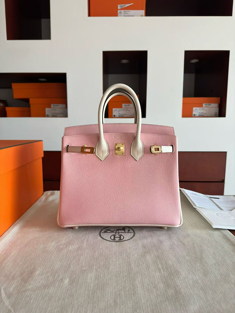 エルメス バーキンバッグ レディース HERMES バーキン25 ローズサクラ/ナタ シェブルミゾル ゴールド金具 2630372 バーキン25 ピンク - 画像 (8)