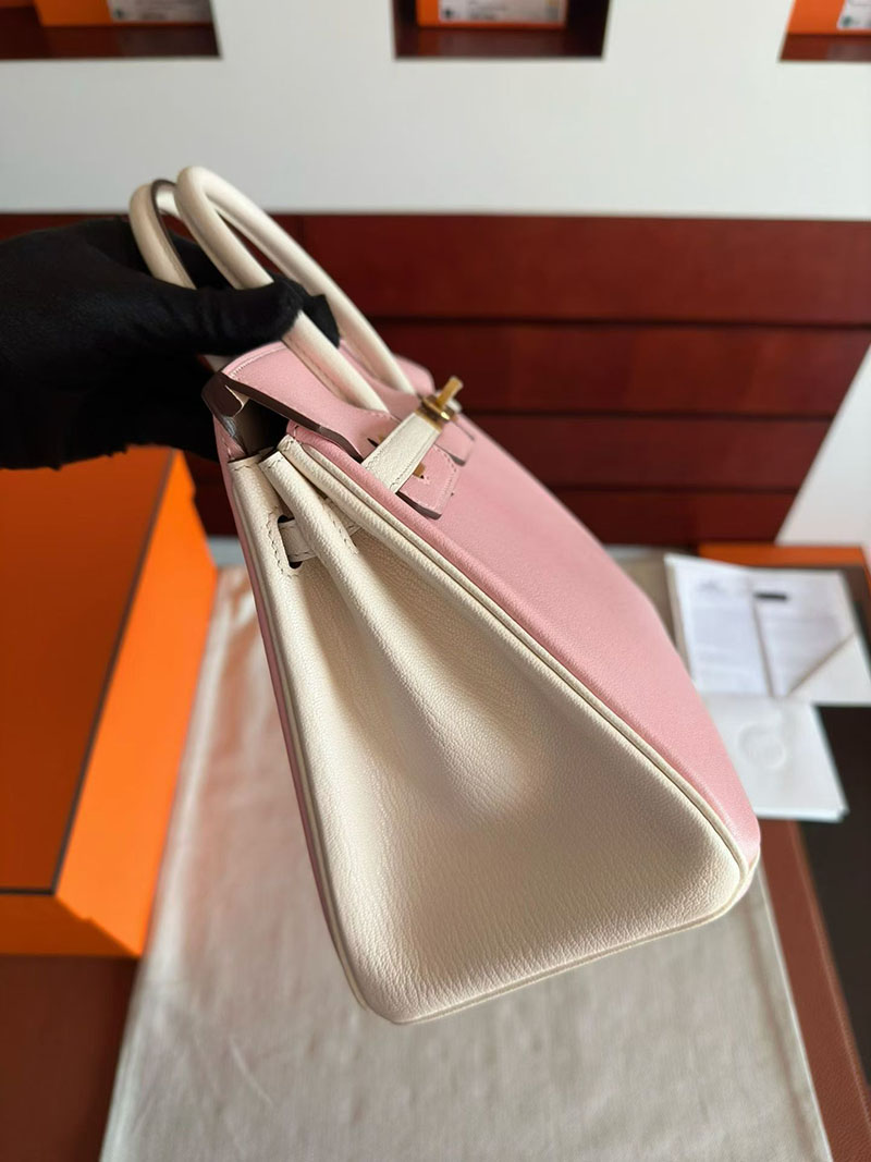 エルメス バーキンバッグ レディース HERMES バーキン25 ローズサクラ/ナタ シェブルミゾル ゴールド金具 2630372 バーキン25 ピンク - 画像 (3)