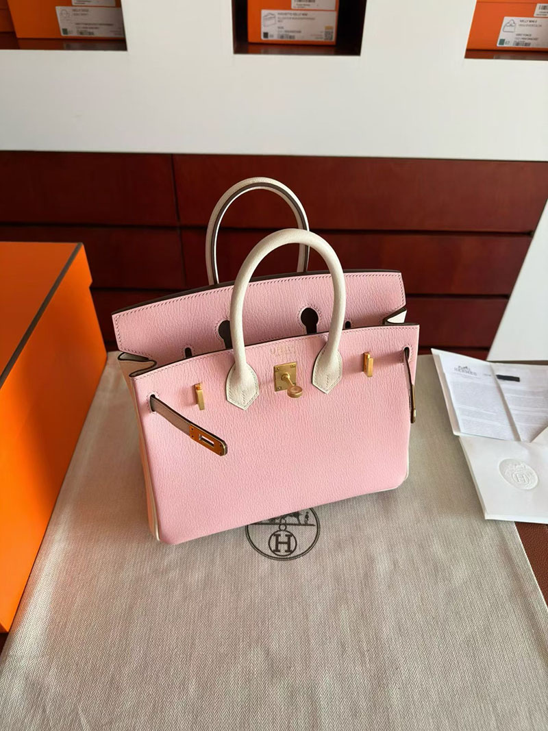 エルメス バーキンバッグ レディース HERMES バーキン25 ローズサクラ/ナタ シェブルミゾル ゴールド金具 2630372 バーキン25 ピンク - 画像 (2)