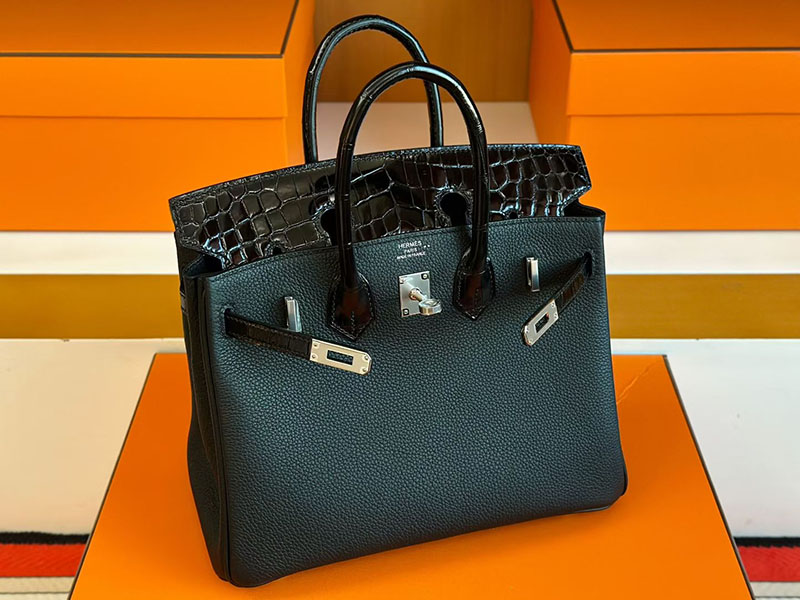 エルメス バーキンバッグ HERMES バーキン25 タッチ 黒 ブラック トゴ/クロコダイル シルバー金具 2630373 バーキン25 黒 定価 - 画像 (5)