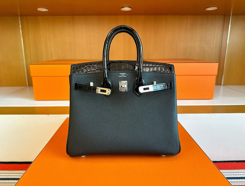エルメス バーキンバッグ HERMES バーキン25 タッチ 黒 ブラック トゴ/クロコダイル シルバー金具 2630373 バーキン25 黒 定価 - 画像 (3)