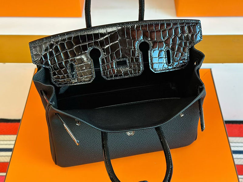 エルメス バーキンバッグ HERMES バーキン25 タッチ 黒 ブラック トゴ/クロコダイル シルバー金具 2630373 バーキン25 黒 定価 - 画像 (2)