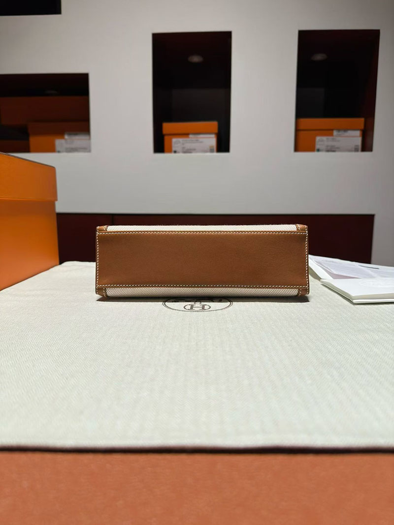 エルメス ケリーミニバッグ HERMES ポシェットケリー ゴールド スイフト/トワルアッシュ シルバー金具 2630374 エルメス ミニケリー 定価 - 画像 (4)