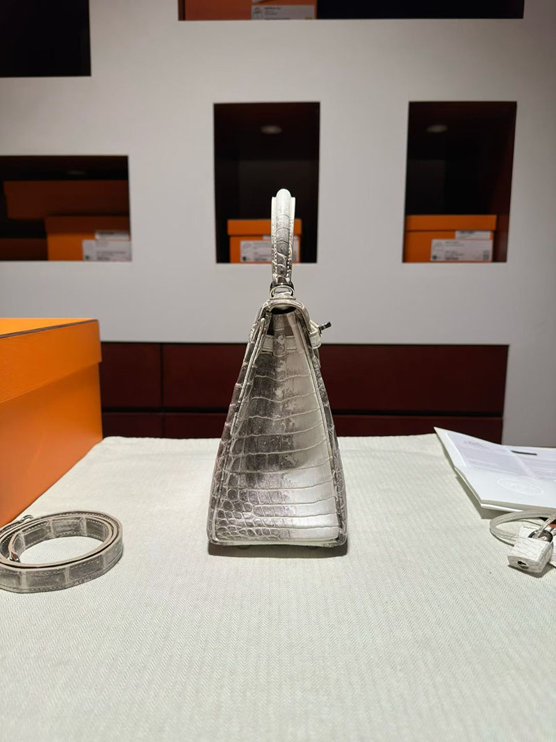 エルメス ケリーバッグ レディース HERMES ケリー25 内縫い ヒマラヤ クロコダイル シルバー金具 2630375 エルメス ケリー ヒマラヤ - 画像 (8)