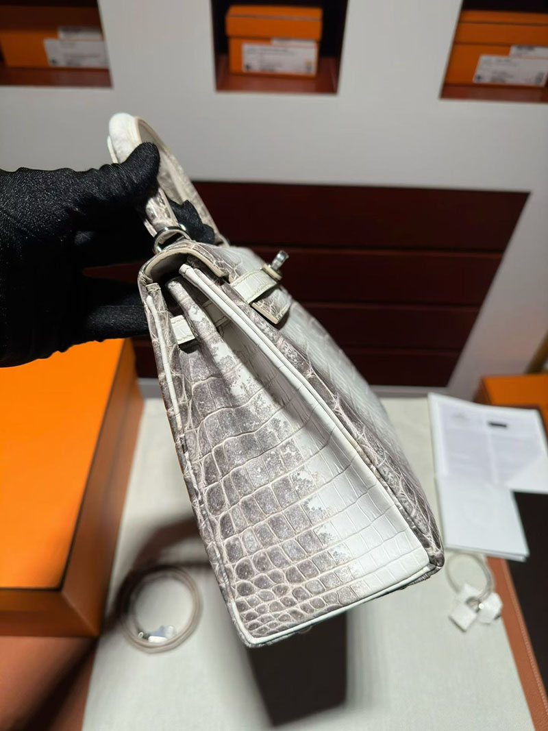 エルメス ケリーバッグ レディース HERMES ケリー25 内縫い ヒマラヤ クロコダイル シルバー金具 2630375 エルメス ケリー ヒマラヤ - 画像 (3)