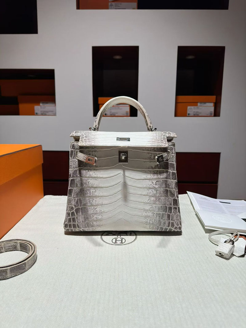 エルメス ケリーバッグ レディース HERMES ケリー25 内縫い ヒマラヤ クロコダイル シルバー金具 2630375 エルメス ケリー ヒマラヤ - 画像 (2)