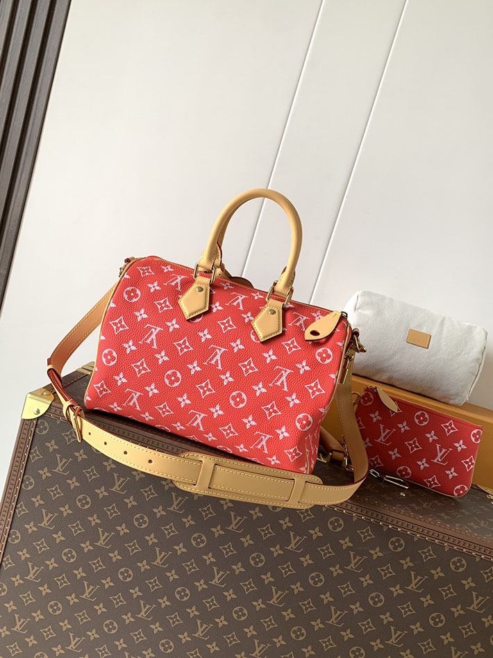 ルイヴィトン販売店舗 旅行バッグ LV スピーディ P9 バンドリエール 30 カーフレザー レッド M14067 ルイヴィトン スピーディ30 - 画像 (8)