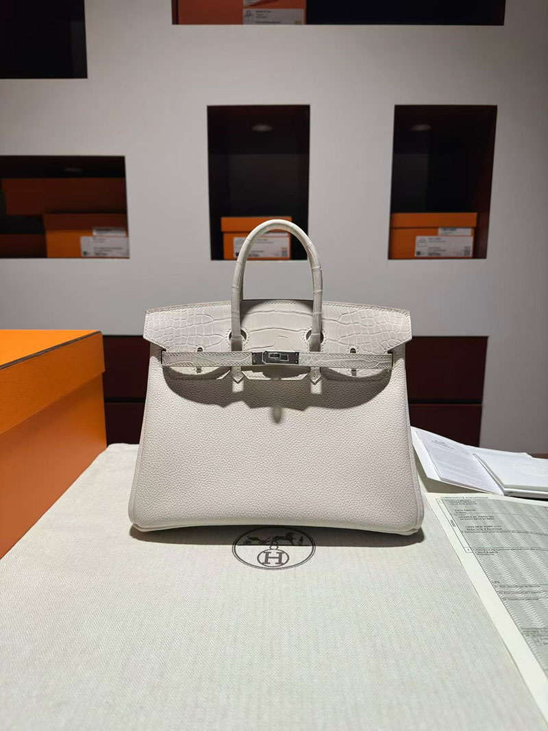 エルメス バーキンバッグ HERMES バーキン25 タッチ ベトン トゴ/クロコダイル シルバー金具 2630376 バーキンタッチ 定価 - 画像 (8)