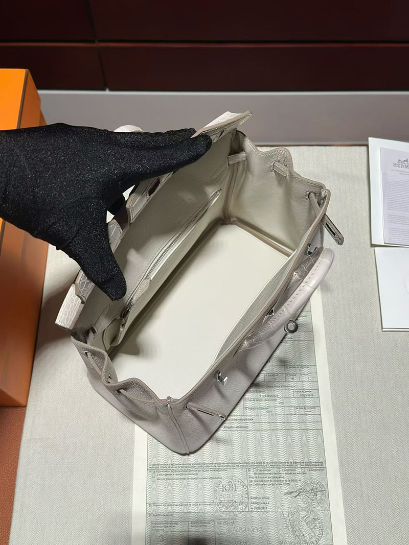 エルメス バーキンバッグ HERMES バーキン25 タッチ ベトン トゴ/クロコダイル シルバー金具 2630376 バーキンタッチ 定価 - 画像 (5)