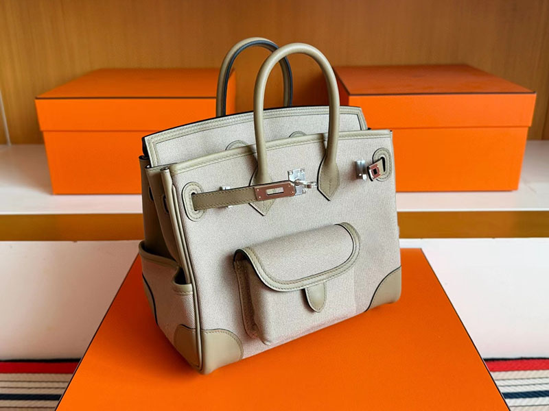 エルメス HERMES バーキンカーゴ25 ベージュドゥワイマール キャンバス/スイフト シルバー金具 2630377 バーキン カーゴ 25 定価 - 画像 (8)
