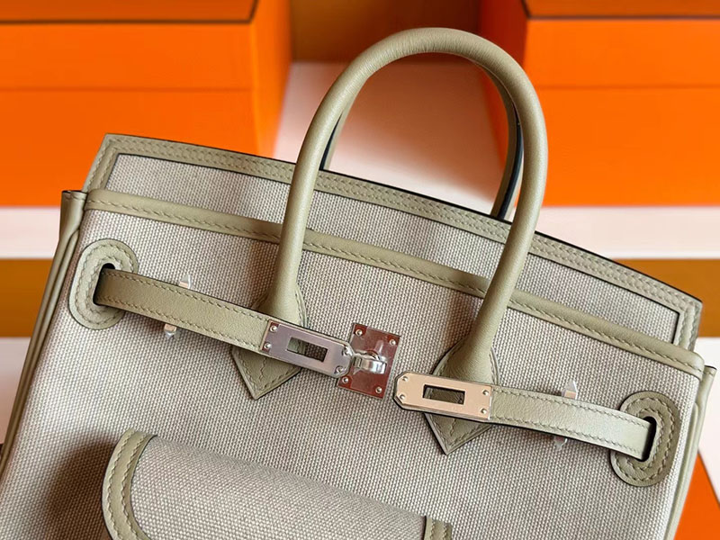 エルメス HERMES バーキンカーゴ25 ベージュドゥワイマール キャンバス/スイフト シルバー金具 2630377 バーキン カーゴ 25 定価 - 画像 (5)