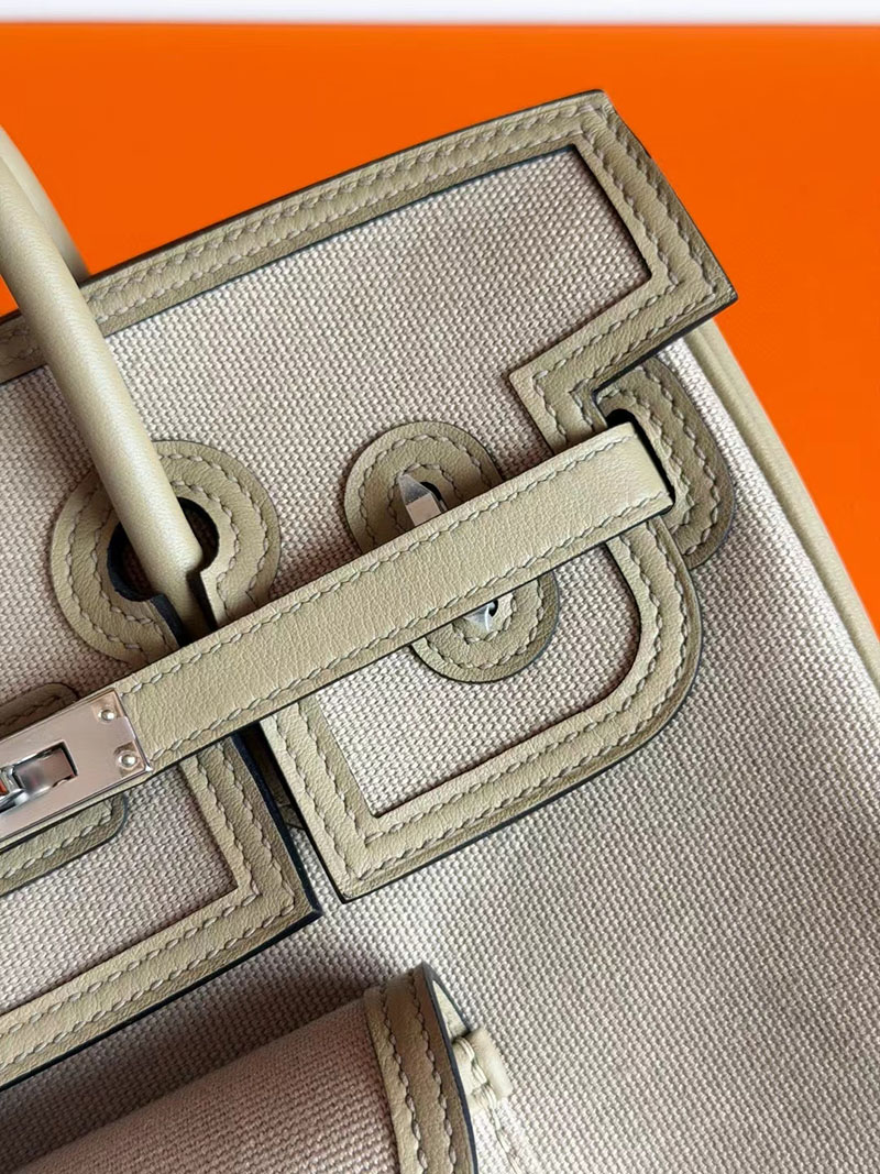 エルメス HERMES バーキンカーゴ25 ベージュドゥワイマール キャンバス/スイフト シルバー金具 2630377 バーキン カーゴ 25 定価 - 画像 (3)