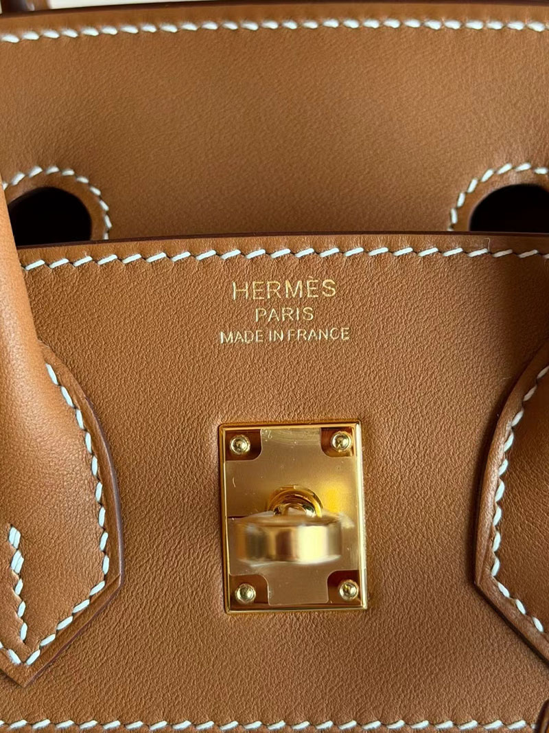 エルメス バーキンバッグ レディース HERMES バーキン25 ゴールド トワルアッシュ/スイフト ゴールド金具 2630378 バーキン風 バッグ - 画像 (7)