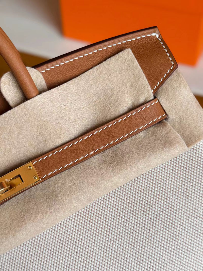 エルメス バーキンバッグ レディース HERMES バーキン25 ゴールド トワルアッシュ/スイフト ゴールド金具 2630378 バーキン風 バッグ - 画像 (3)