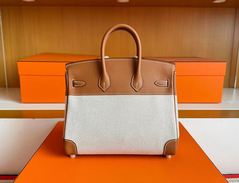 エルメス バーキンバッグ レディース HERMES バーキン25 ゴールド トワルアッシュ/スイフト ゴールド金具 2630378 バーキン風 バッグ - 画像 (2)