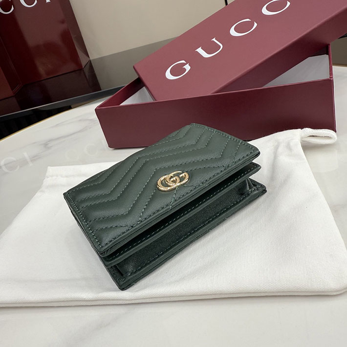 グッチ 財布 アウトレット GUCCI GGマーモント スモールウォレット グリーン ナッパレザー 466492 AAFAX 3020 グッチ 財布 新作 - 画像 (5)